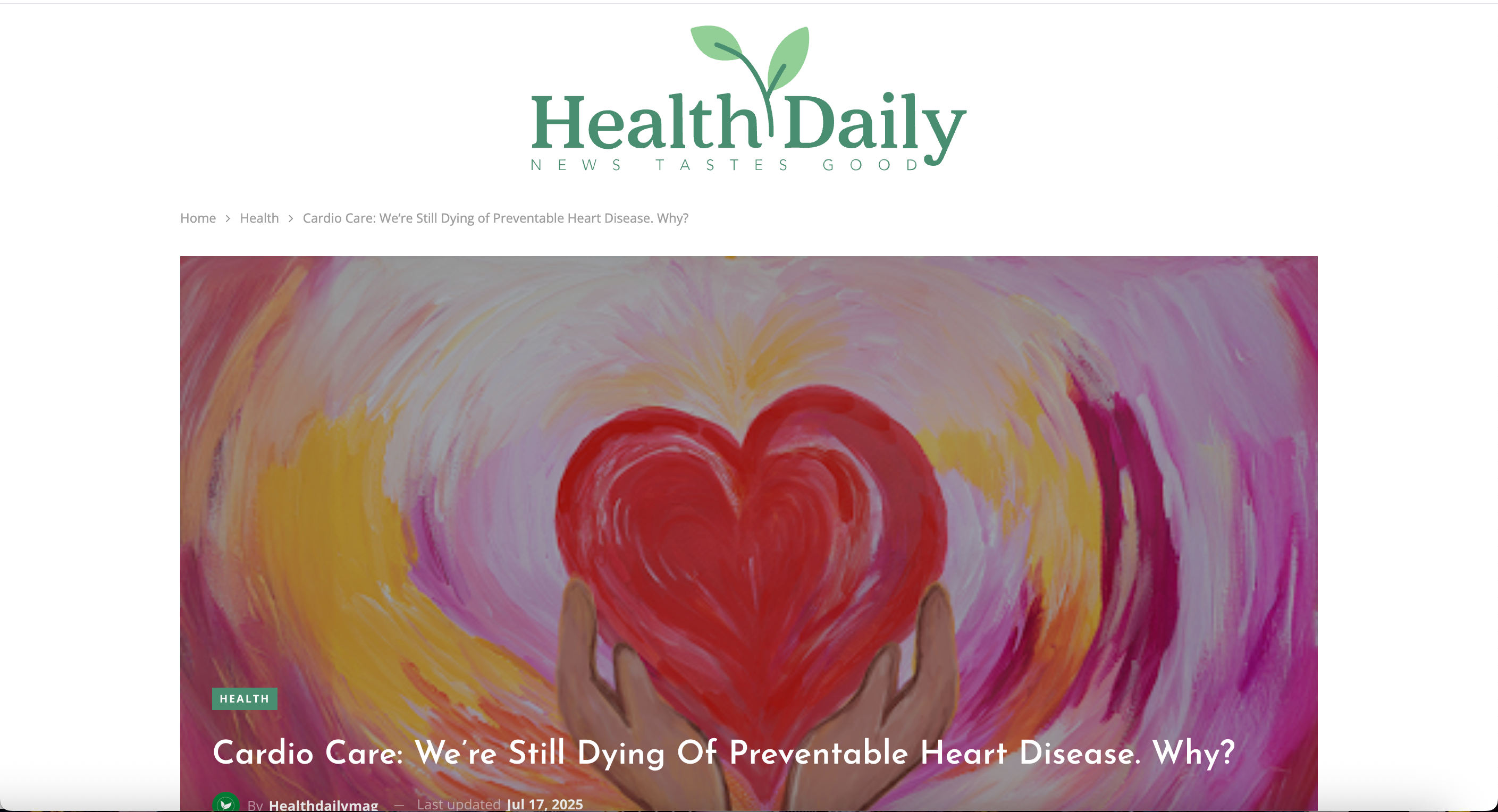Cardio Care: We’re Still Dying of Preventable Heart Disease.