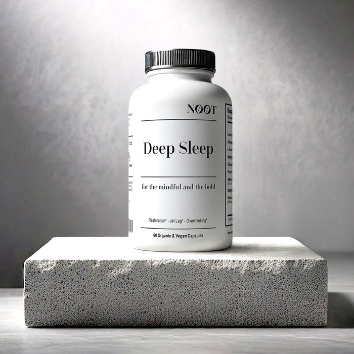 NOOT Deep Sleep supplement bottle with phytomelatonin, ashwagandha and magnesium for natural sleep support, 60 capsules